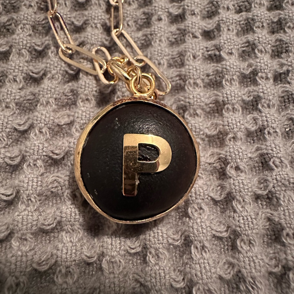 Gold And Black Initial 'P' Pendant Necklace - Women's Jewelry
